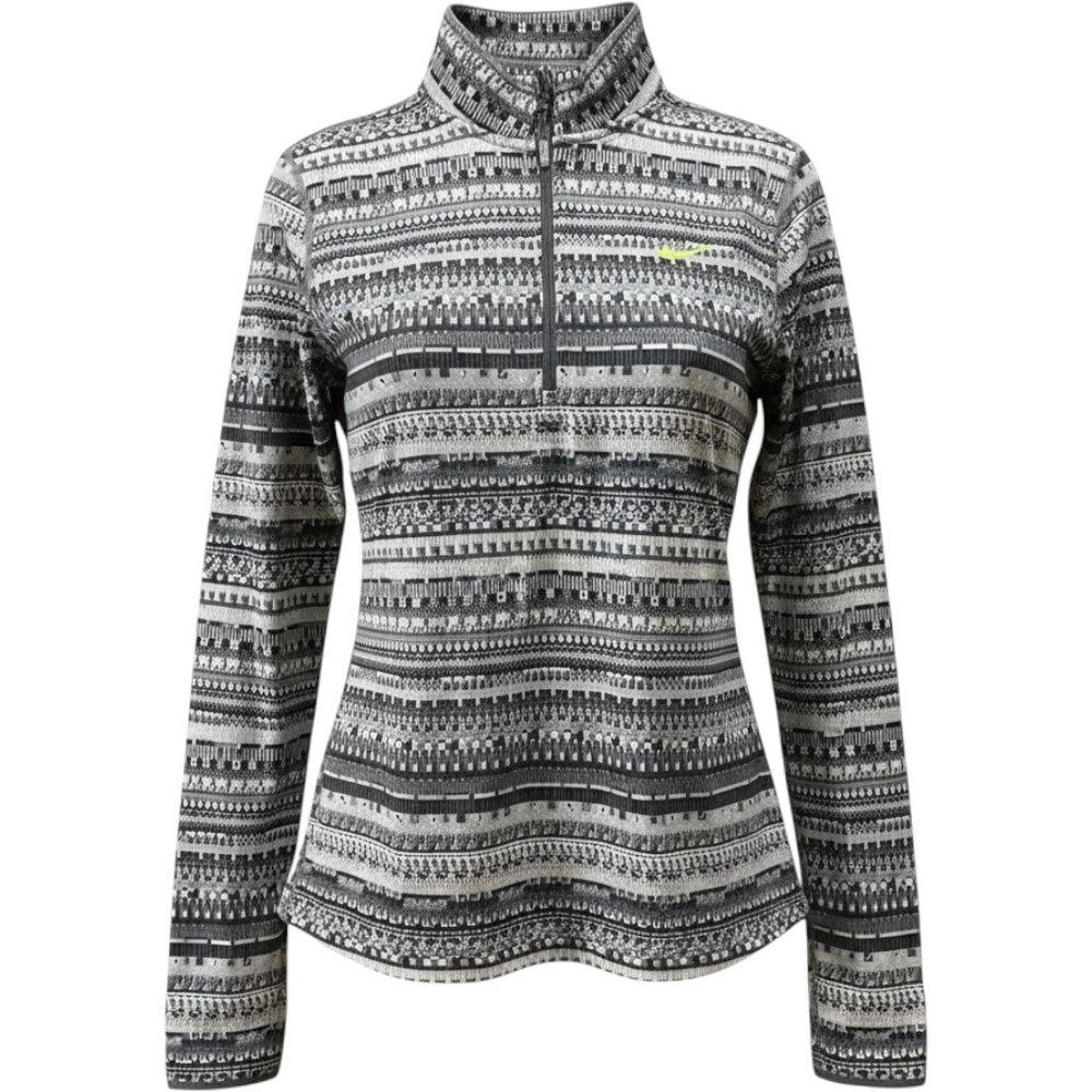 Nike Pro Dri Fit Half/Quarter Zip XL Gray Long Sleeve Mock Neck Stripes Running